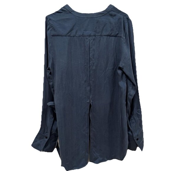 Sandro Women's Blue 100% Cupro (20” Pit To Pit) M? See Photos Wrap Flowy - Picture 3 of 13